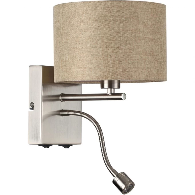 Бра LUMION NIKKI MODERNI LN25 000 Е14 40W+ LED 3W 4000K 220V никель/бежевый, металл/текстиль 8250/2W Бра LUMION NIKKI MODERNI LN25 000 Е14 40W+ LED 3W 4000K 220V никель/бежевый, металл/текстиль 8250/2W