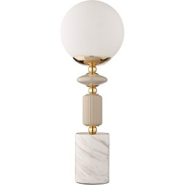 Лампа настольная LUMION VIVIEN 6580/1T CLASSI LN24 E14 1*40W 220V французское золото, серый/белый металл, керамика/стекло