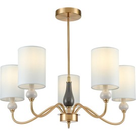 Люстра подвесная LUMION ANRI E14 5*40W 220V 6590/5 CLASSI LN24 латунь/мятный зеленый, металл, керамика/текстиль Люстра подвесная LUMION ANRI E14 5*40W 220V 6590/5 CLASSI LN24 латунь/мятный зеленый, металл, керамика/текстиль