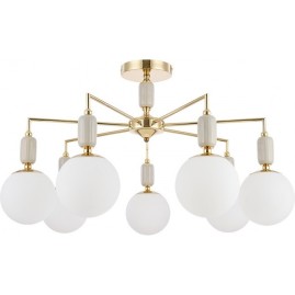 Люстра потолочная LUMION VIVIEN 6580/7C CLASSI LN24 E14 7*40W 220V французское золото, серый/белый металл, керамика/стекло Люстра потолочная LUMION VIVIEN 6580/7C CLASSI LN24 E14 7*40W 220V французское золото, серый/белый металл, керамика/стекло