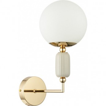 Настенный светильник LUMION VIVIEN 6580/1W CLASSI LN24 E14 1*40W 220V французское золото, серый/белый металл, керамика/стекло