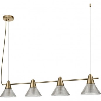 Подвес LUMION CORNE 6596/4A MODERNI LN24 E27 4*60W 220V латунь титаниум/прозрачный, металл/стекло
