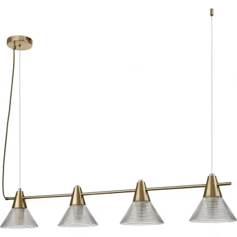 Подвес LUMION CORNE 6596/4A MODERNI LN24 E27 4*60W 220V латунь титаниум/прозрачный, металл/стекло