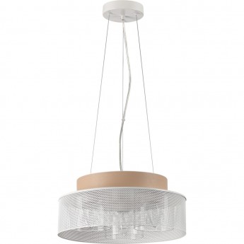 Подвесной светильник LUMION BASALTO 6599/3C MODERNI LN24 Е27 3*40W 220V белый/белый, бежевый металл, эко кожа/металл, стекло