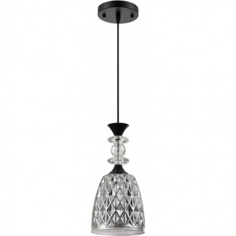 Подвесной светильник LUMION ELENIKA 8057/1А SUSPENTIONI LN24 E27 1*60W 220V черный/смоки металл/стекло