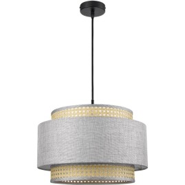Подвесной светильник LUMION LAUNA 8043/1 MODERNI LN25 Е27 1*60W 220V черный/серый/бежевый, металл/текстиль/ротанг